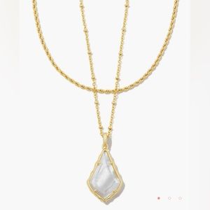 NWT Kendra Scott Faceted Alex Gold Convertible Necklace Ivory Illusion w/ pouch